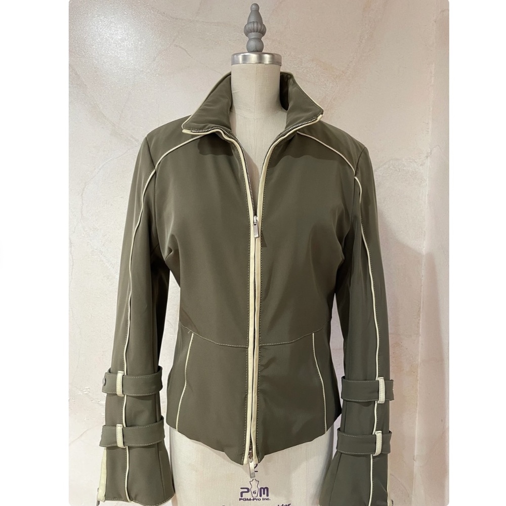 Vintage Sporty Jacket With Genuine Leather Trims and Hardware